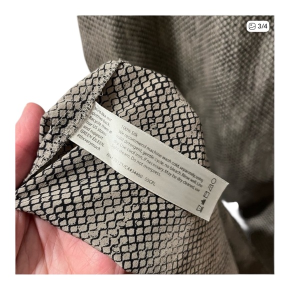 Eileen Fisher Silk Crepe de Chine Asymmetric Tank Tunic Stone L - Picture 3 of 4